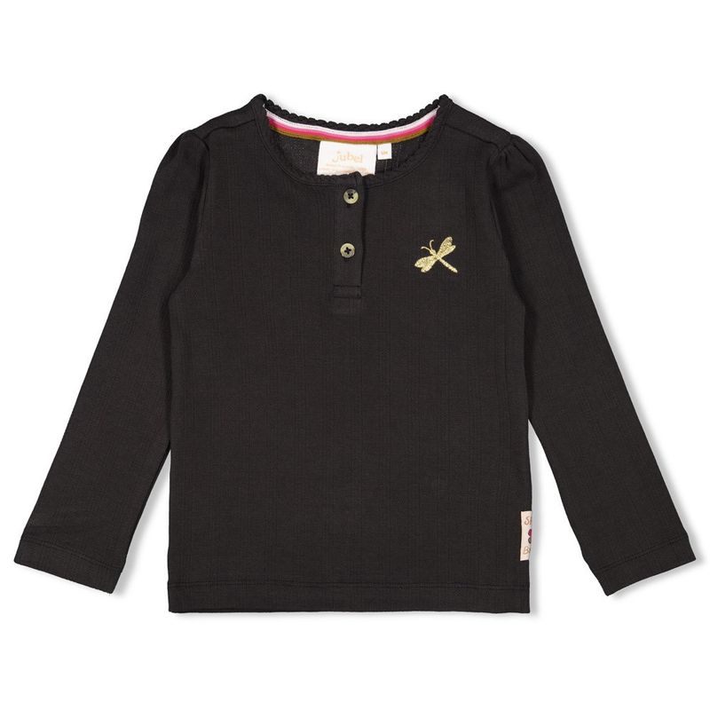 Jubel Longsleeve ajour rib - Shine Bright Antraciet