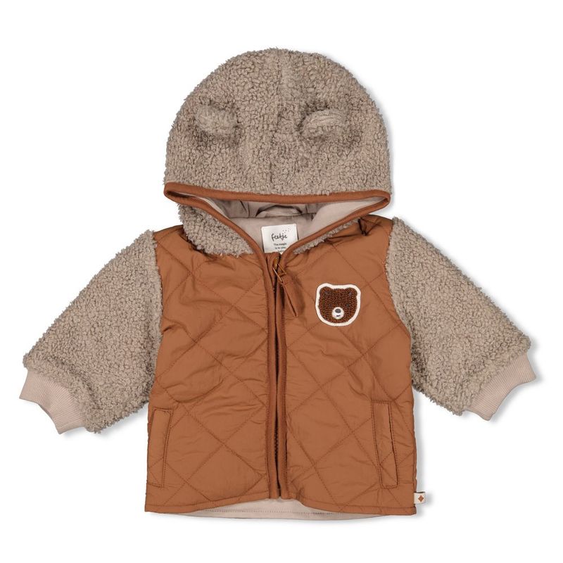 Feetje Bouclé jasje met capuchon - Wild World Bruin