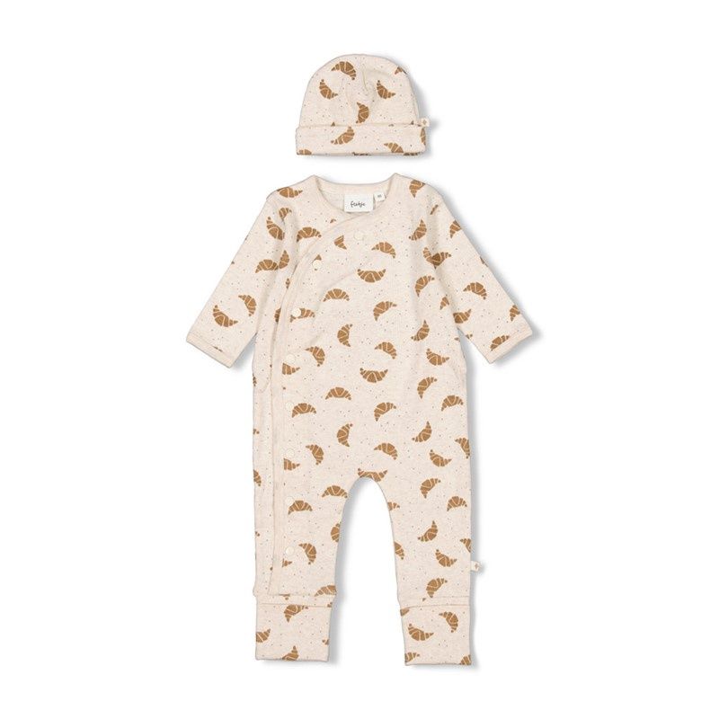 Feetje - Geschenkset 1-delig pak + muts AOP croissant