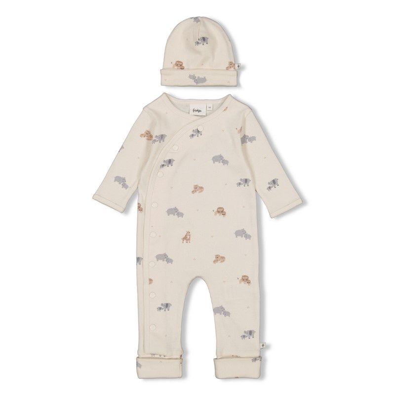 Feetje - Geschenkset 1-delig pak + muts AOP dieren