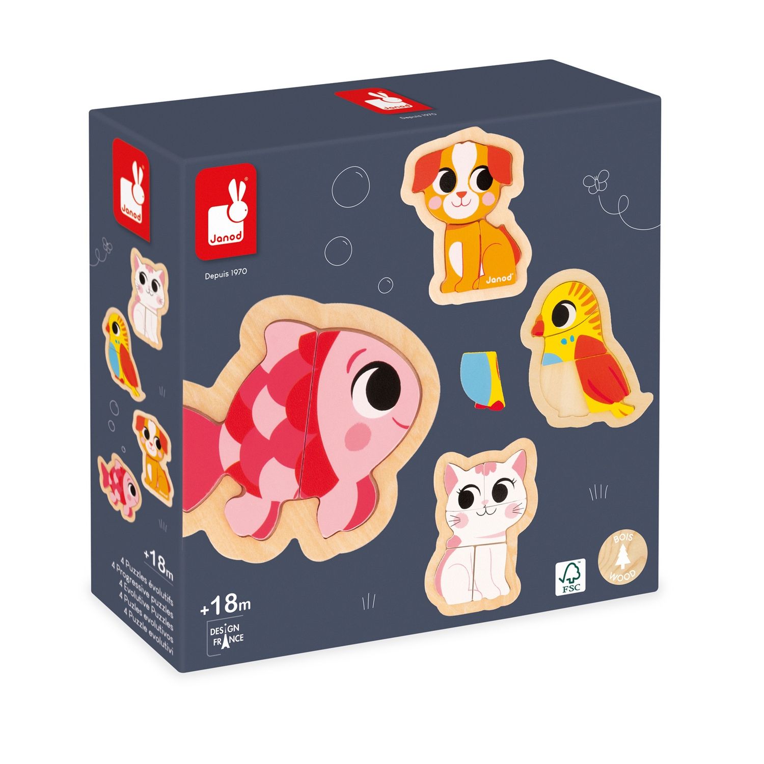 Janod Puzzelset - 4 puzzels 2-3-4-5 stukken Huisdieren