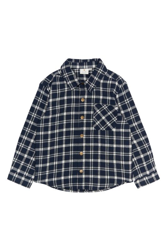 The New   Ronan OS L_S Flannel Shirt Navy Blazer Check