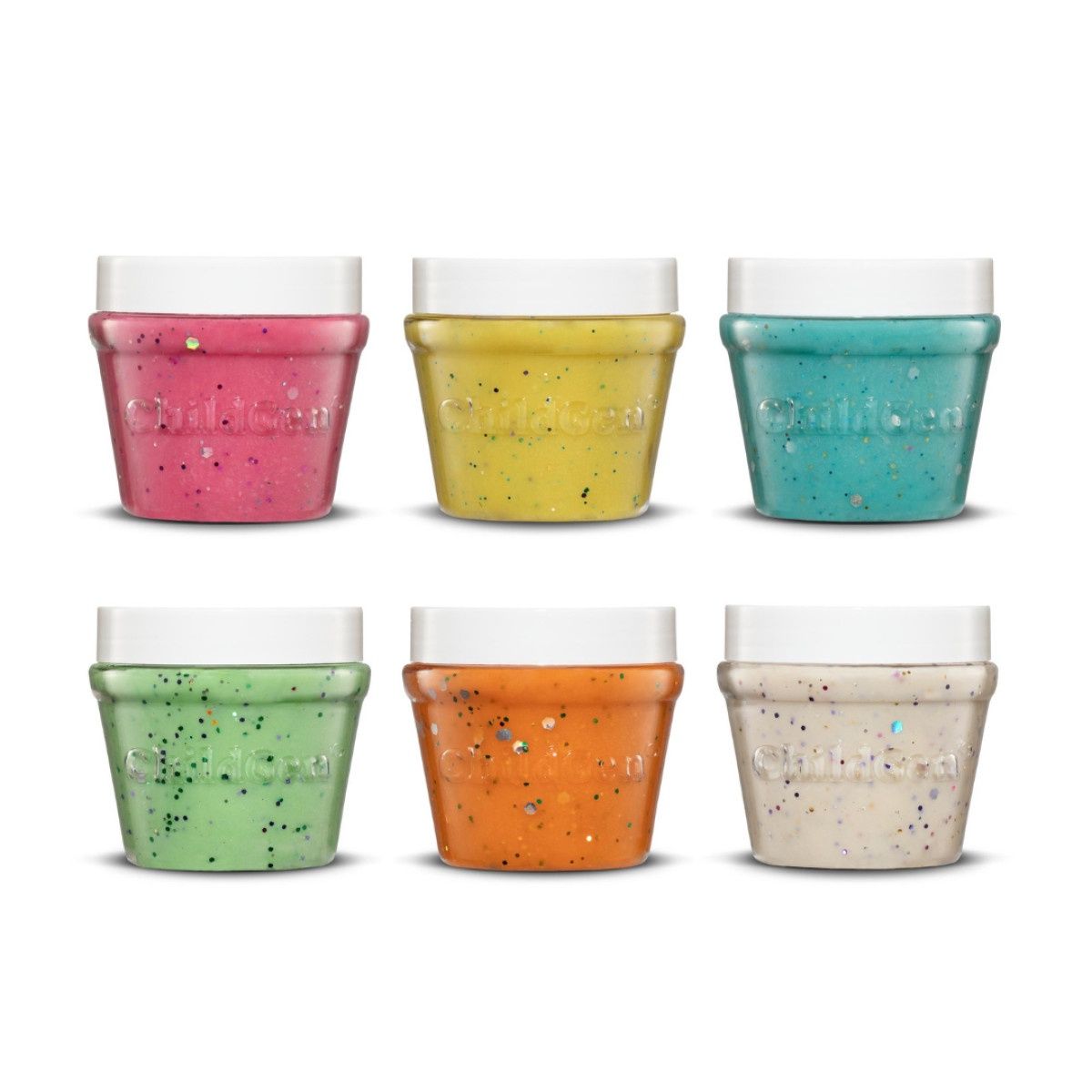 ChildGen PLAY DOUGH JAR 6PCS - GLITTER SET