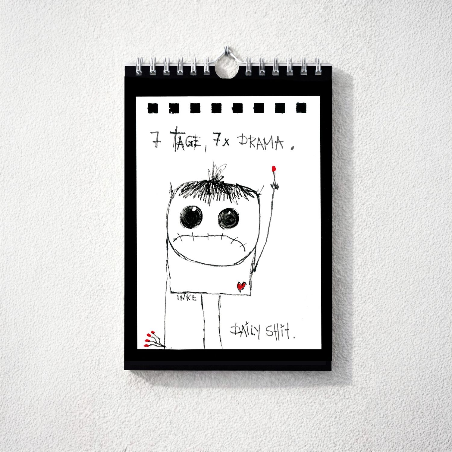 Wandkalender Monster auf Rauhputzwand