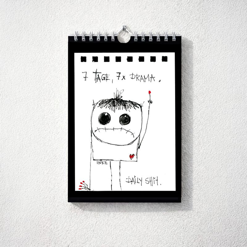 Wandkalender Monster auf Rauhputzwand