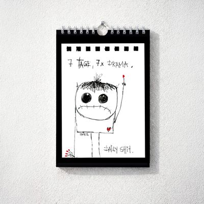 Wandkalender Monster auf Rauhputzwand