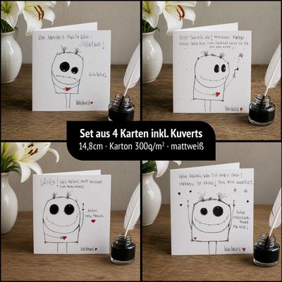 ABSCHIEDSKARTENSET – vier liebevolle Monster