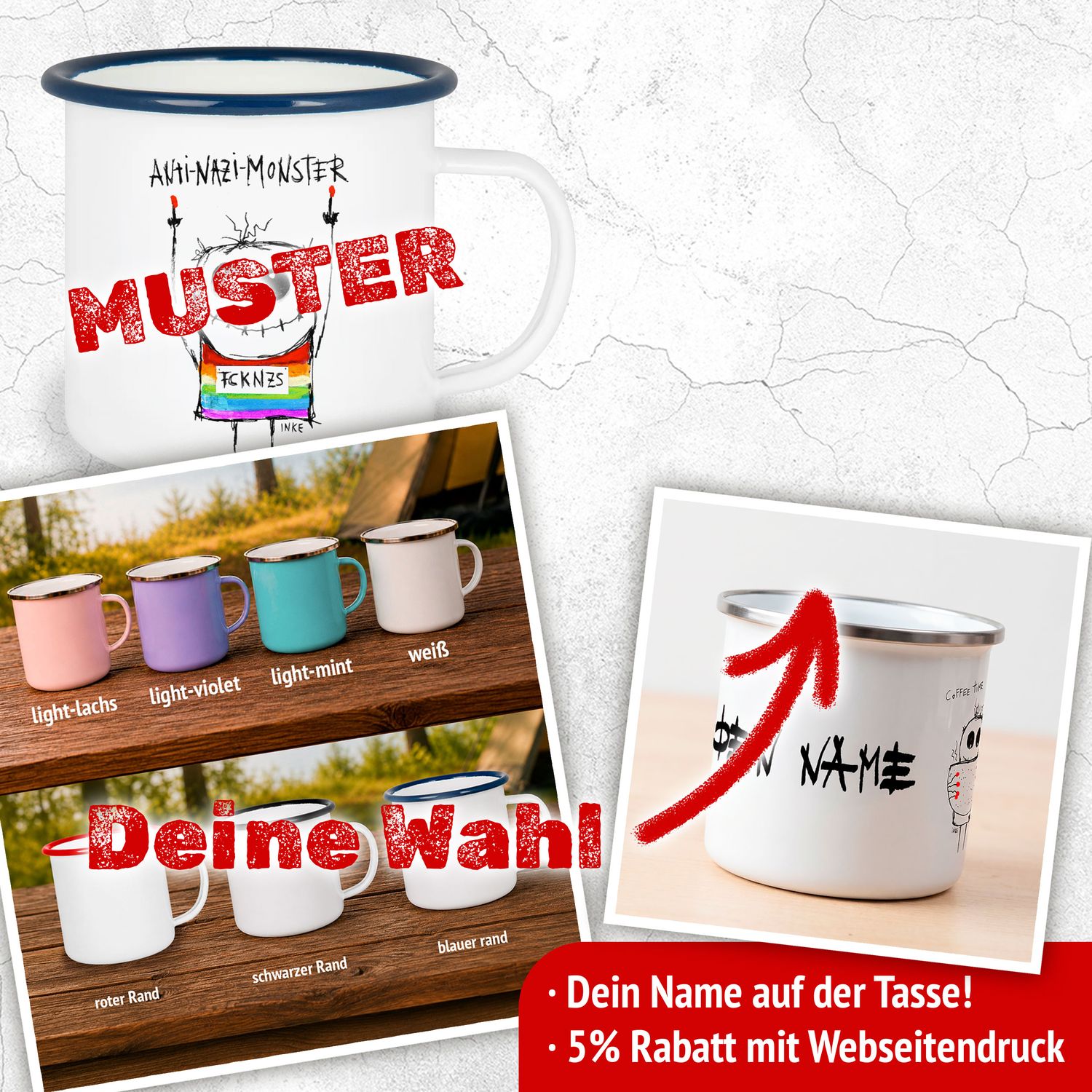 EMAILLE-MONSTER-CUP