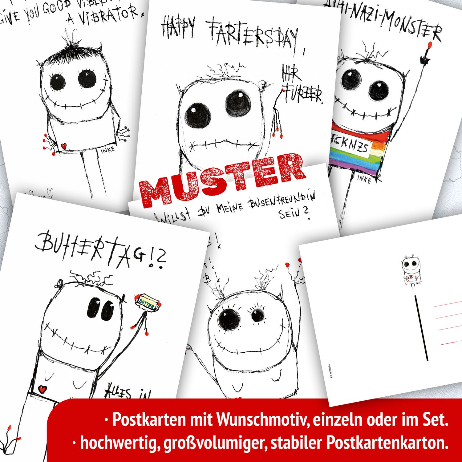 MONSTER-POSTKARTEN (AUCH IM SET)