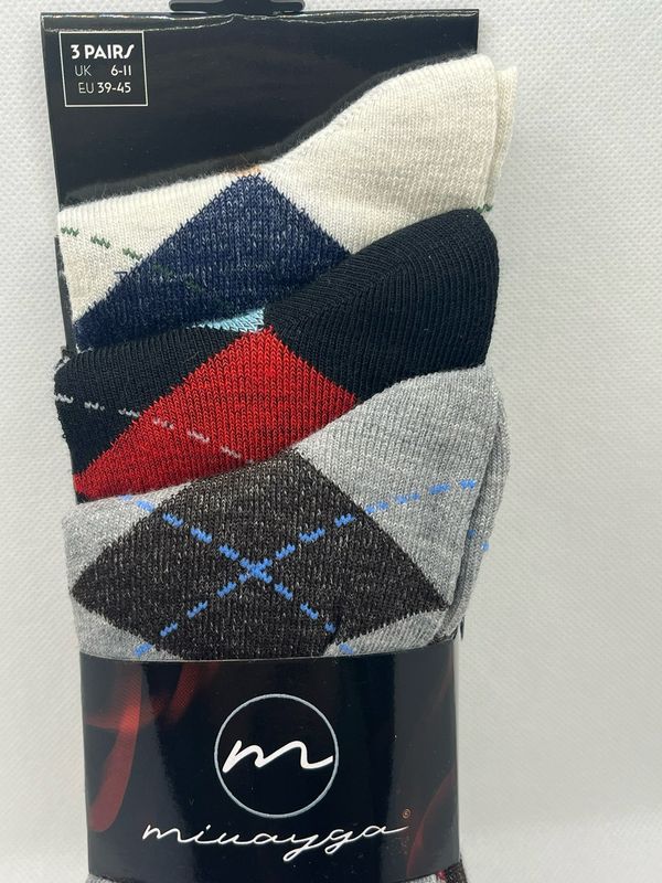 Men Argyle Pattern Socks 3 Pack