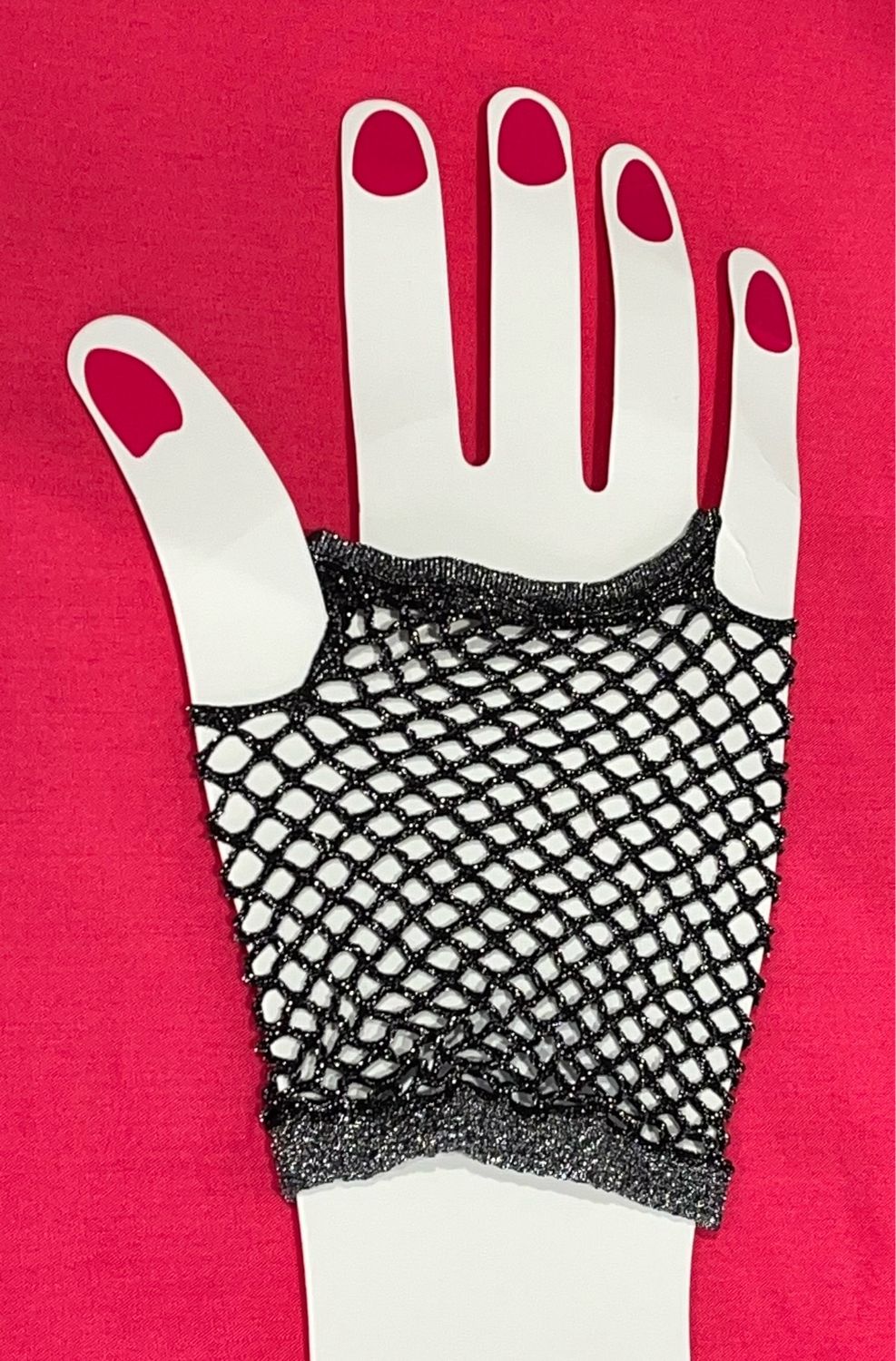 Short Fishnet Gloves Silver