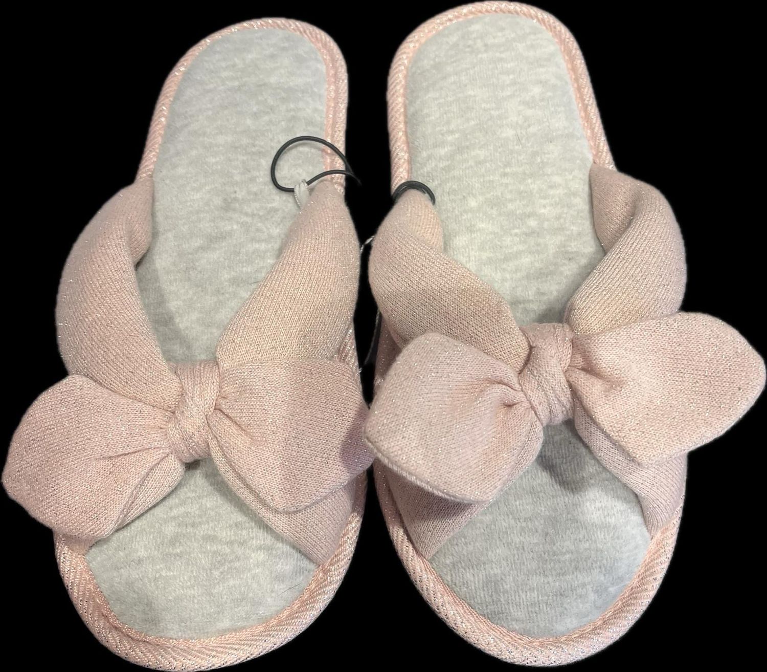 Glitter Pink Bow Slippers