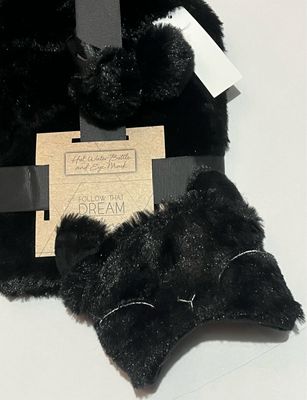 Hot Water Bottle With Eye Mask Cat