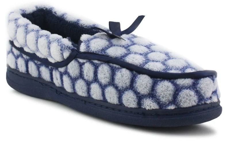 Faux Fur Slippers With Bow Navy