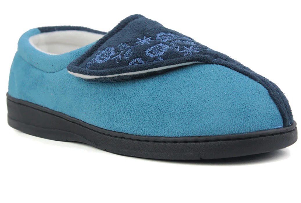 Memory Foam 2 Tone Slippers Blue/Navy