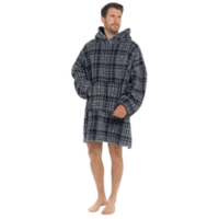 Navy Tartan Hoodie Blanket