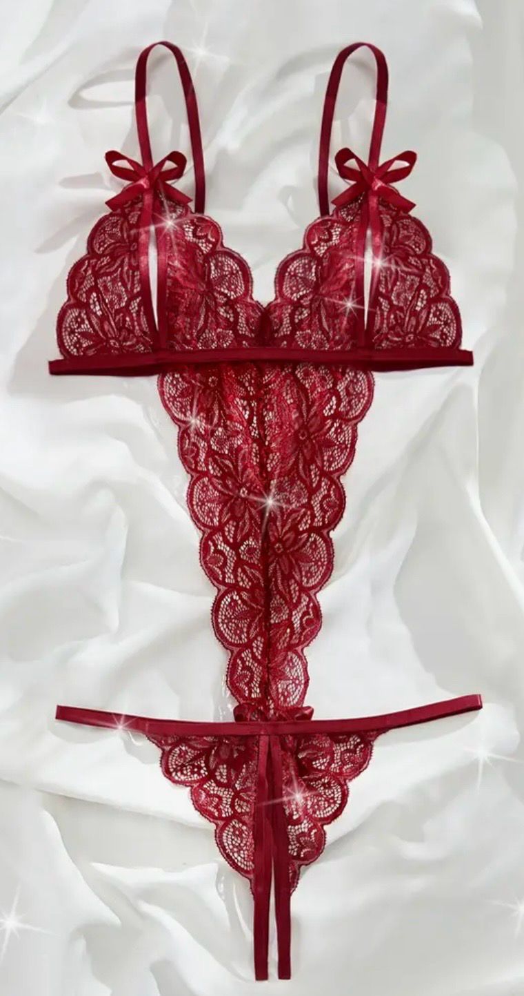 Sexy Burgundy Lace Bodysuit