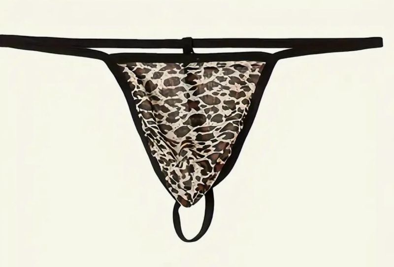 Men Leopard Print Thong Panties