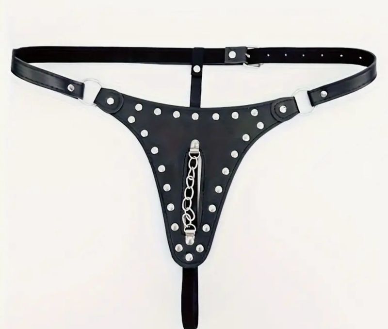 Black PU Leather Knickers With Studs