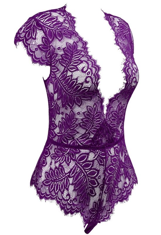 Sexy Purple Lace Bodysuit