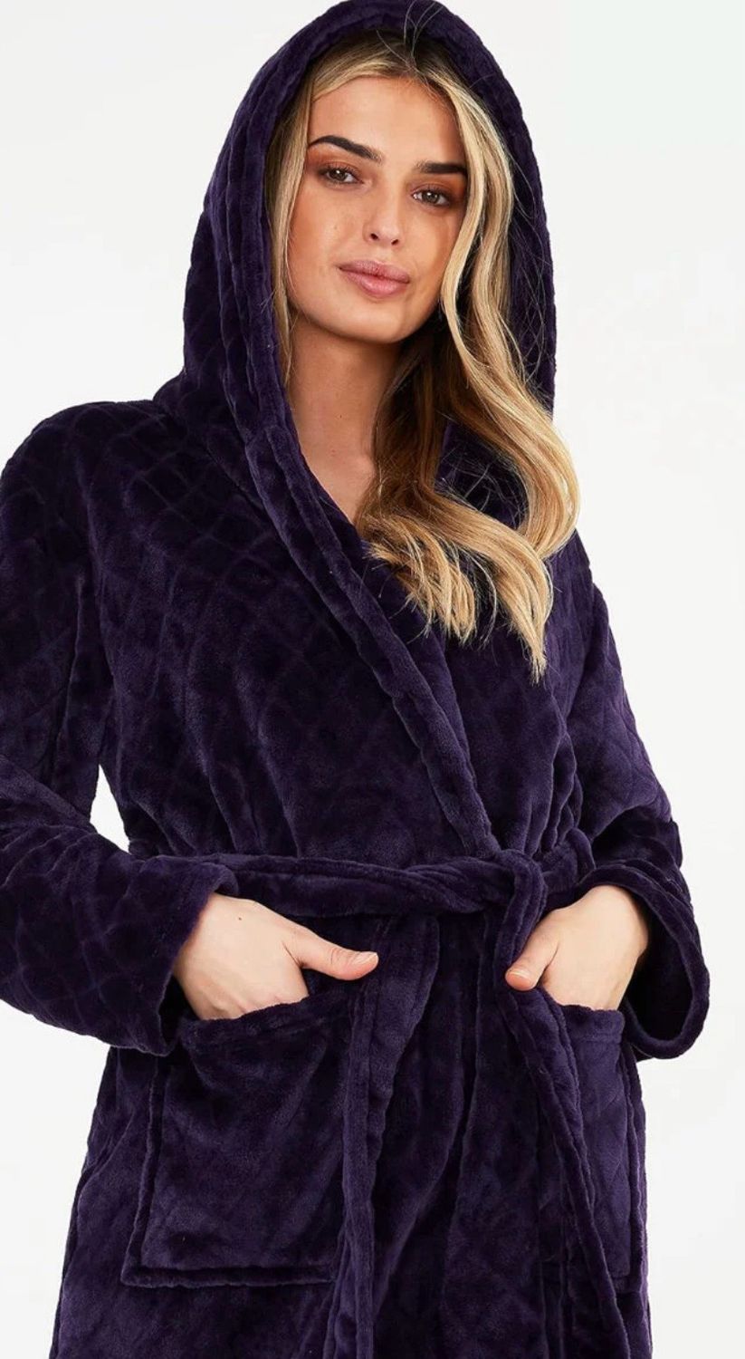 Hooded Fluffy Dressing Gown CityComfort Purple