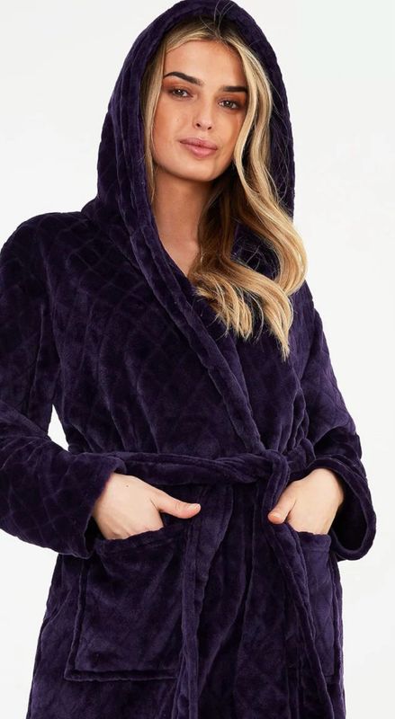 Hooded Fluffy Dressing Gown CityComfort Purple