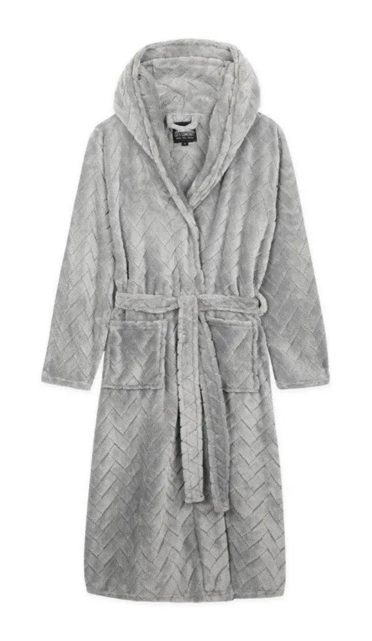 Hooded Fluffy Dressing Gown CityComfort Light Grey