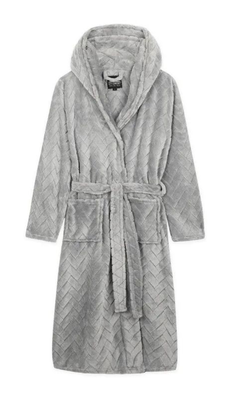 Hooded Fluffy Dressing Gown CityComfort Light Grey