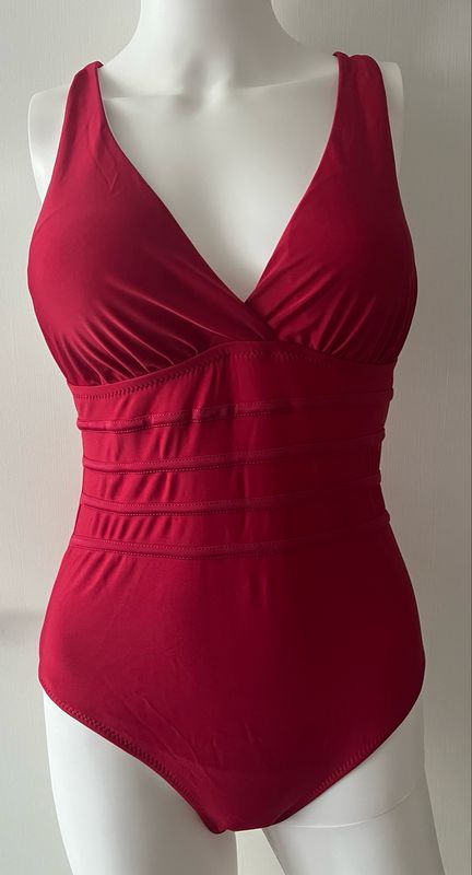 Red And Burgundy One Piece Swimsuit