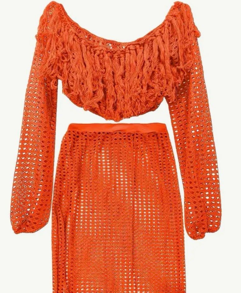 Orange Off Shoulder Bikini Cover Up