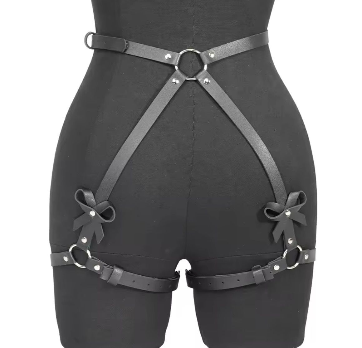 Leather Legs Harness With Bow