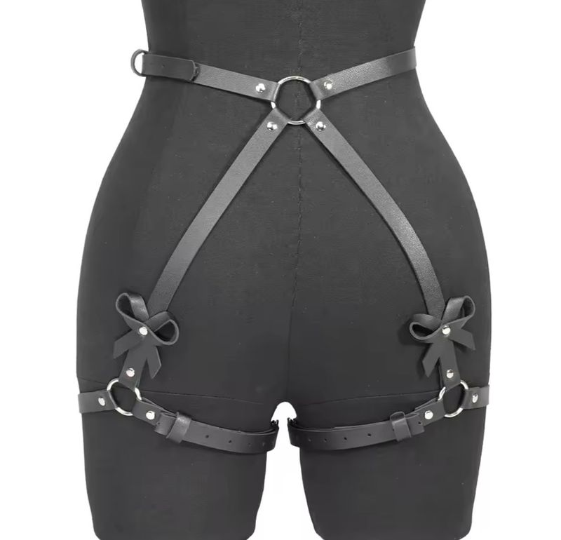 Leather Legs Harness With Bow