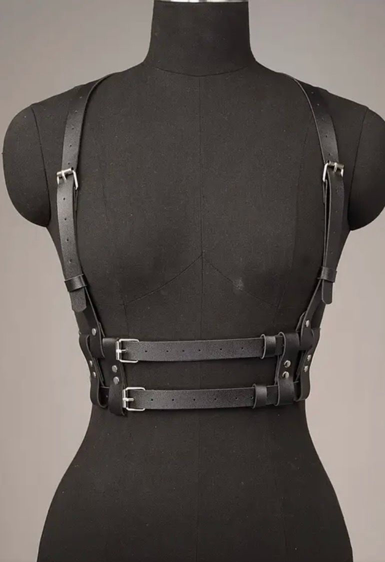 Leather Chest Harness Double Belt