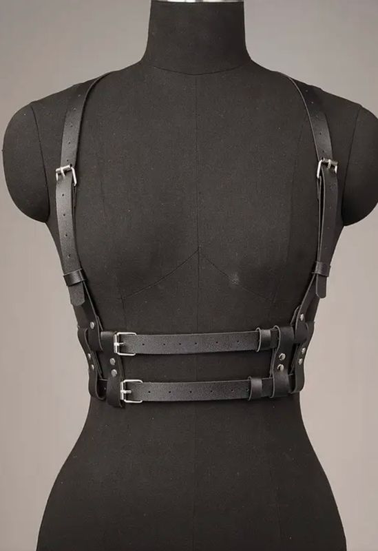 Leather Chest Harness Double Belt