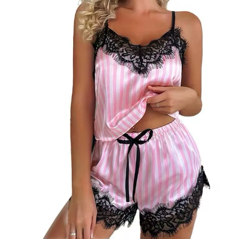 Sexy Satin Pyjama With Lace