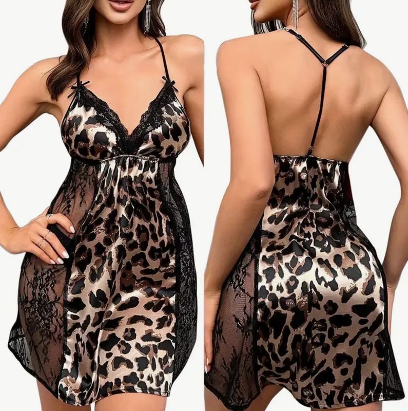 Sexy Satin Leopard Print Nightie