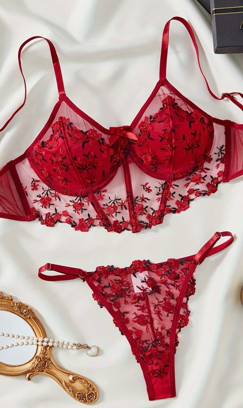 Half Corset Embroidered Set
