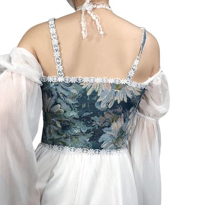 Retro Floral Blue Corset