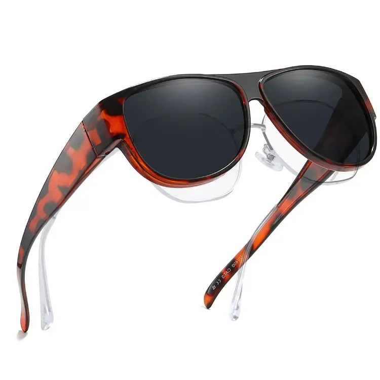 Polarised Leopard Print Sunglasses Over Glasses