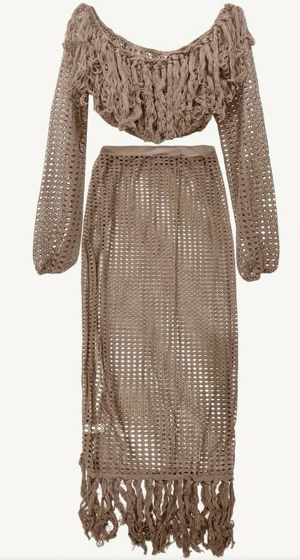 Beige Off Shoulder Bikini Cover Up