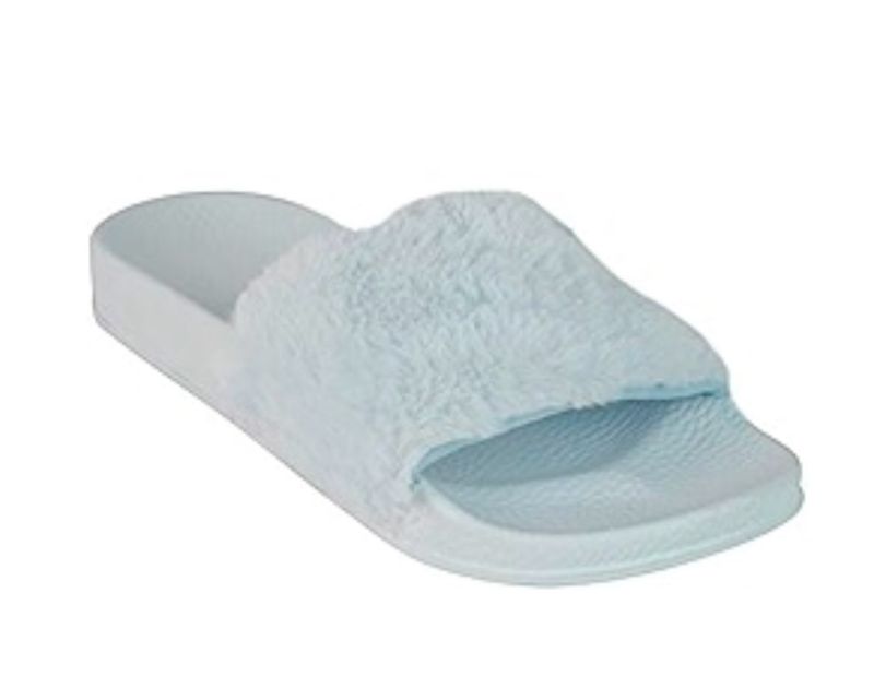 Sky Blue Sliders Faux Fur