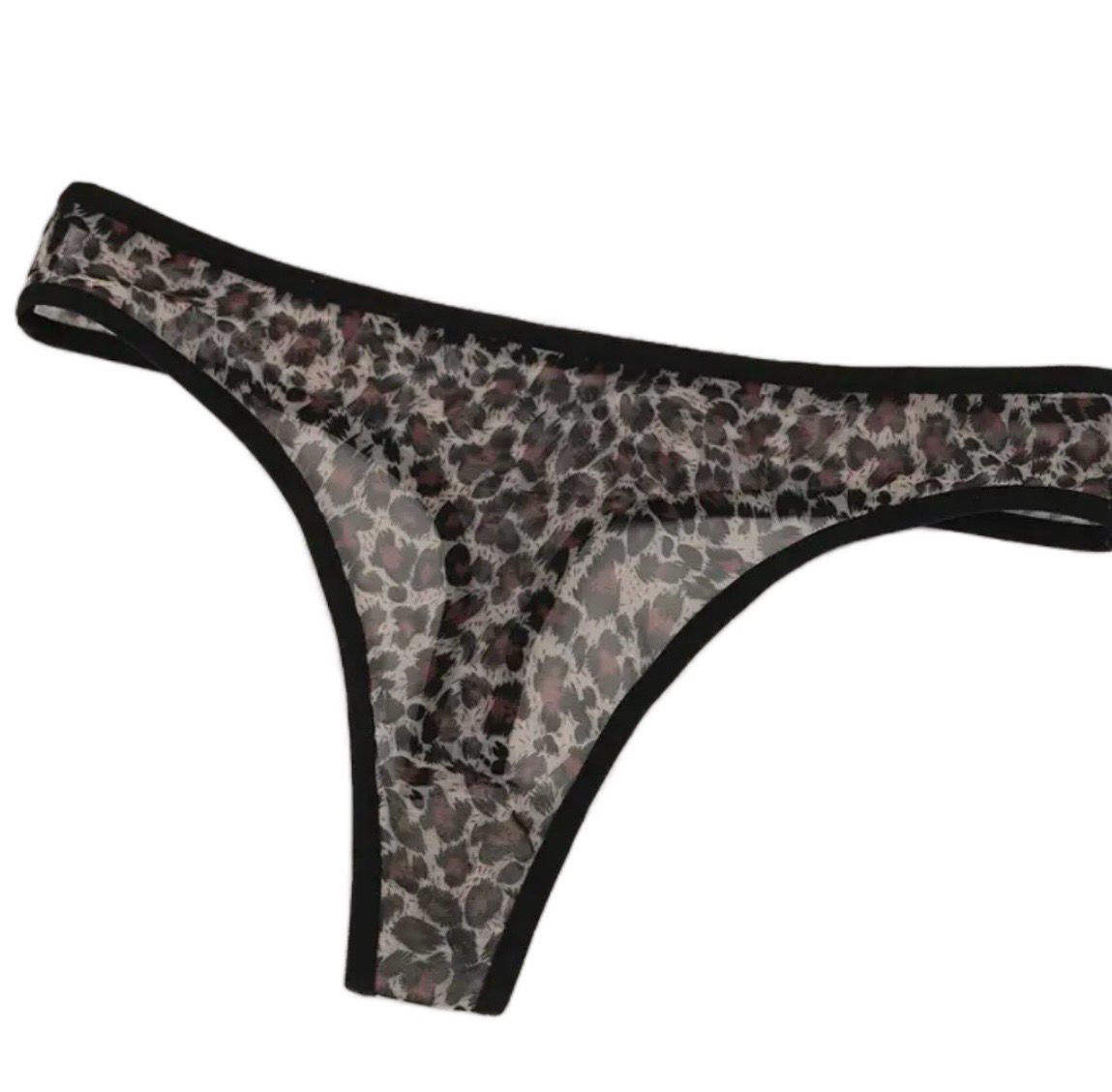 Leopard Print Mesh Thongs