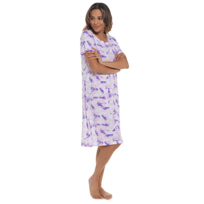 Purple Tie Dye Nightie with Embroidery