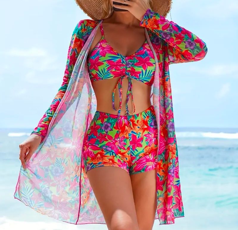 Three Pieces Swimwear Tropical Vibes