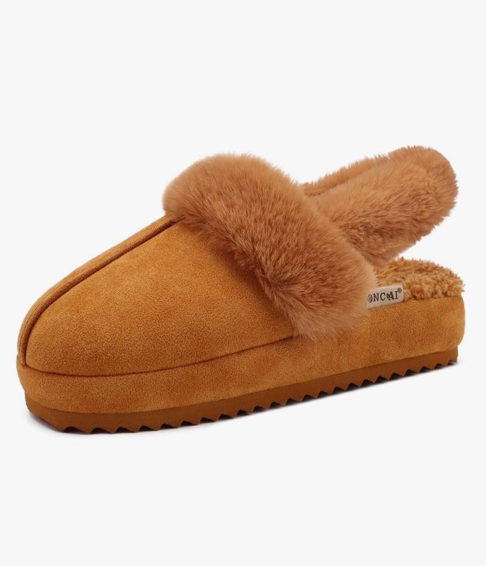 Furry Comfy Slippers Khaki