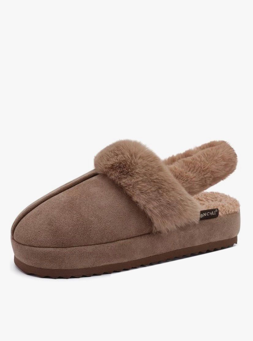 Furry Comfy Slippers Tan