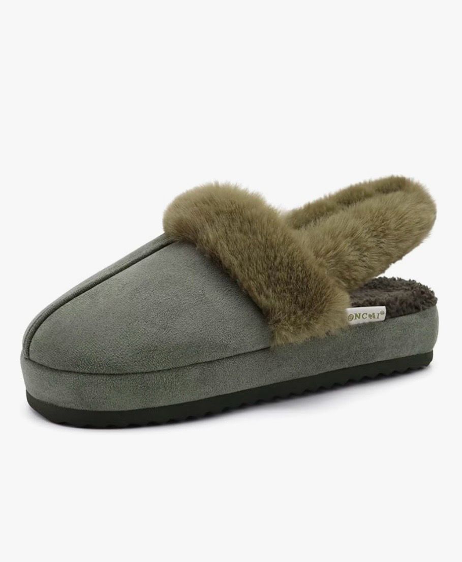 Furry Comfy Slippers Green