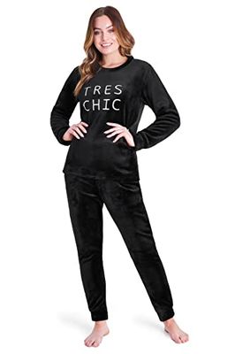 Black faux fur pyjamas set