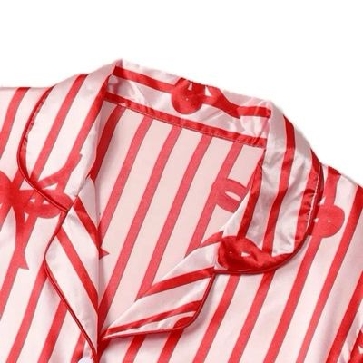 Satin Pyjamas Set With Bows Plus Size