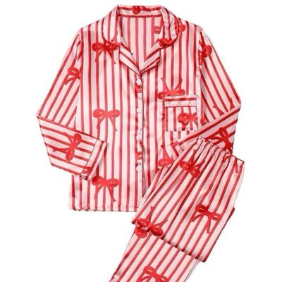 Satin Pyjamas Set With Bows Plus Size